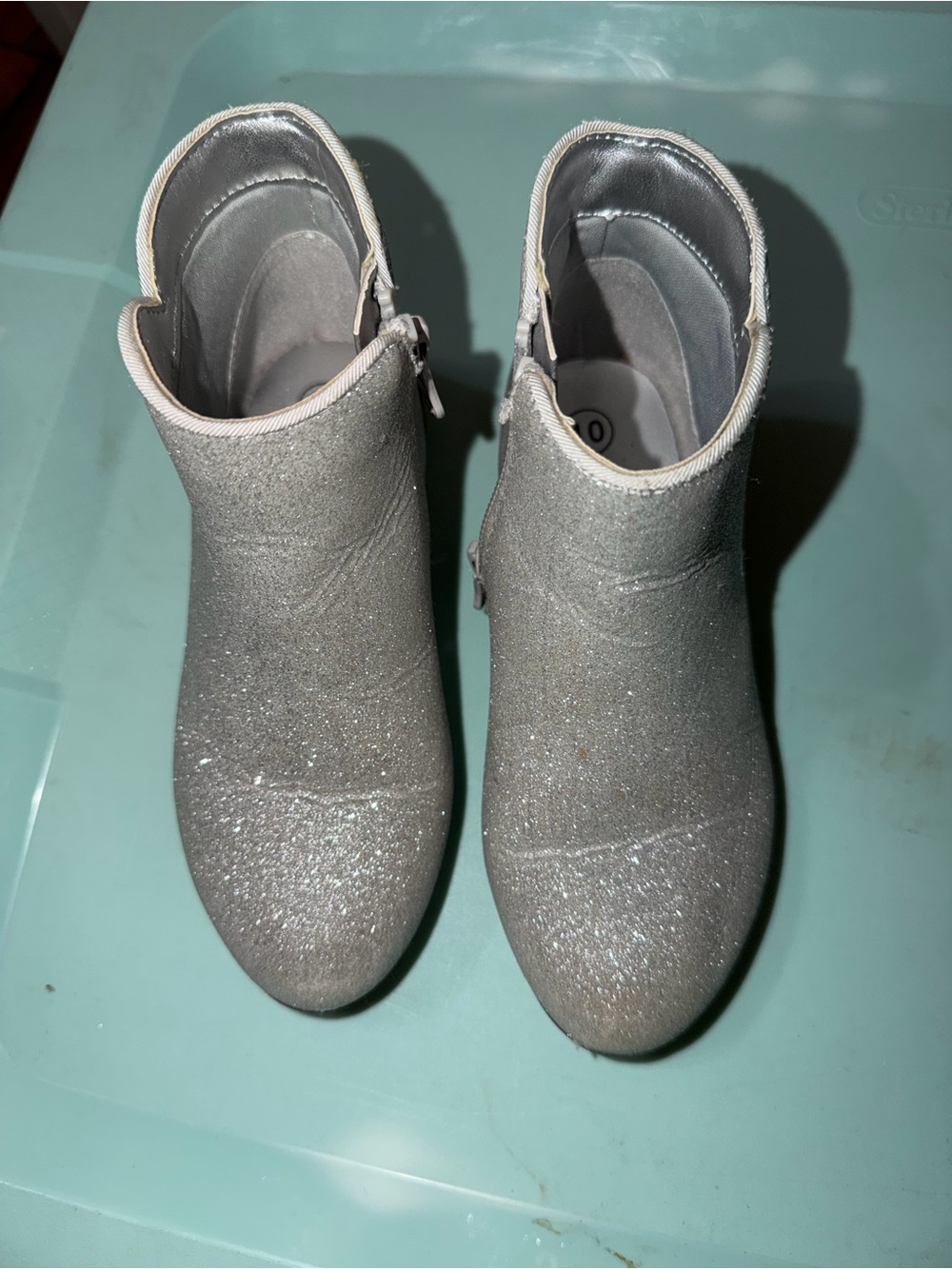 Cat & Jack | Silver Glitter Ankle Boots, size 10